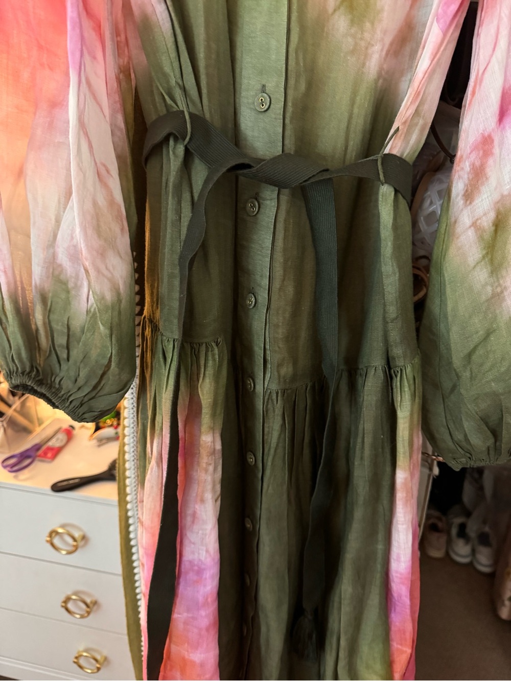 Zimmermann Pink, Olive & Orange Tie-Dye Maxi Dress - Picture 4 of 6
